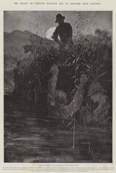 Útěk kapitánů Haldane a Le Mesurier z Pretorie od Henry Charles Seppings Wright