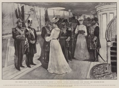 Návštěva Shahů u krále v Portsmouthu, 20. srpna, princezna Victoria fotografuje krále Edwarda a Muzaffir-ed-Dina od Henry Charles Seppings Wright