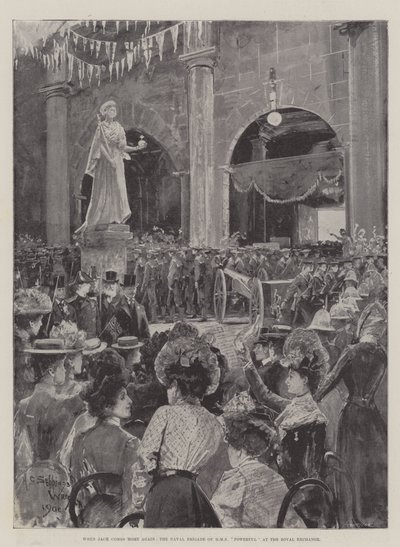Když se Jack vrátí domů, námořní brigáda HMS Powerful v Royal Exchange od Henry Charles Seppings Wright