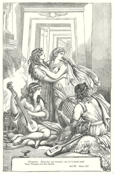 Antonius a Kleopatra (rytina) od Henry Courtney (after) Selous