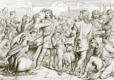Jak Hereward zabil medvěda (rytina) od Henry Courtney (after) Selous