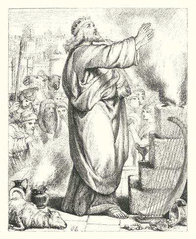 The Sacrifice of David (rytina) od Henry Courtney (after) Selous