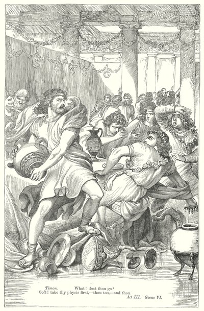 Timon Athénský (rytina) od Henry Courtney (after) Selous