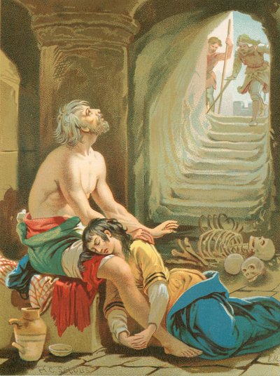Despondency a jeho dcera v Doubting Castle od Henry Courtney Selous