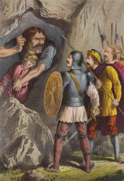 Obr Slay-Good a Feeble-Mind (chromolitho) od Henry Courtney Selous