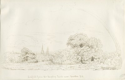 Lichfield - Severní pohled (vzdálený): kresba perem, nd [1788-1855] (kresba) od Henry Curzon Allport
