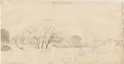 Tamworth - Vzdálený pohled: kresba tužkou, nd [1788-1855] (kresba) od Henry Curzon Allport
