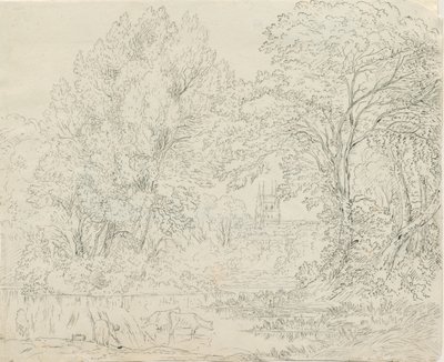 Tamworth - Rural View: kresba perem a tuší, nd [1788-1855] od Henry Curzon Allport