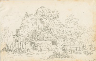 Yoxall - Old Farm House: kresba tužkou, nd [c 1815] od Henry Curzon Allport