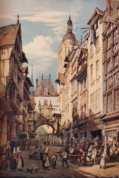 Rue De La Grosse Horloge, Rouen, 1821 od Henry Edridge