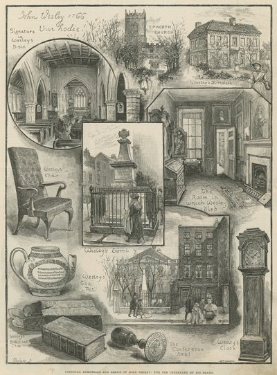 Osobní památky a relikvie Johna Wesleyho: ke stému výročí jeho smrti (rytina) od Henry Edward Tidmarsh