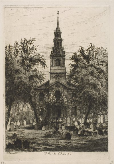 Kaple sv. Pavla, New York ze Scenes of Old New York, 1877. od Henry Farrer