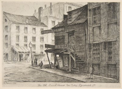 The Old Beach House, Corner of Cedar and Greenwich Streets from Scenes of Old New York, 1874. od Henry Farrer