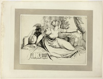 Žena sedící u okna („Večer vše přineseš“), z prvního čísla Specimens of Polyautography od Johann Heinrich Füssli