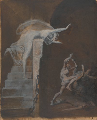 Ariadne sleduje boj Thesea s Minotaurem od Johann Heinrich Füssli