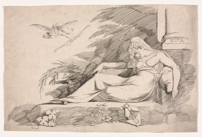 Spící žena s Amorem od Johann Heinrich Füssli
