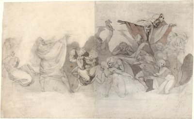 Triumph of Death: Tři kostlivci napadající bakchanal řízený kouzelníkem nebo zlým démonem od Johann Heinrich Füssli