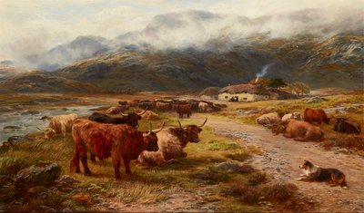 Highland Drove Resting, Argyllshire (olej na plátně) od Henry Garland