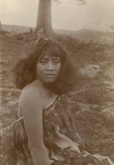 Maorská studie, asi 1910 (stříbrný želatinový tisk) od Henry Gaze