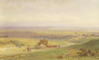 Pevensey Bay, Sussex, 1868 (wc, bc, grafit a škrábání na papíře) od Henry George Hine