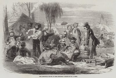 Vánoční piknik na kopanicích od Henry George Hine
