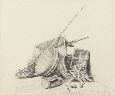 Zátiší s kolečkem a košíky, 27. dubna 1840 od Henry Harris Lines