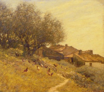 Vesnice na úbočí kopce v Provence od Henry Herbert La Thangue