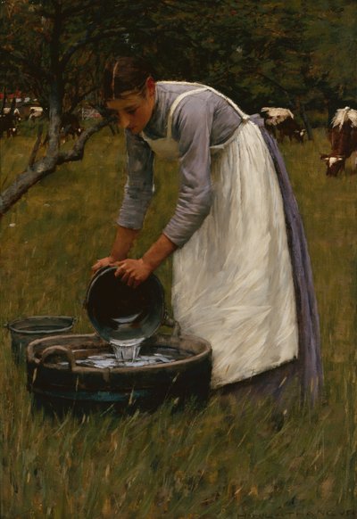 Napájení krav (olej na plátně) od Henry Herbert La Thangue