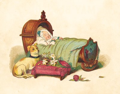 Princezna Victoria spící ve své postýlce (barva litho) od Henry Hetherington Emmerson