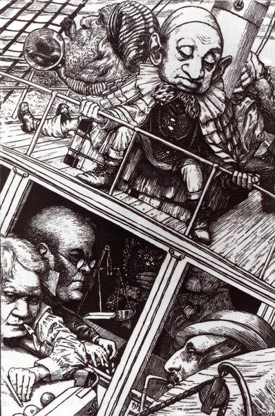 „Úplně zapomněl své jméno“, ilustrace z „Lovu hada“ od Lewise Carrolla (1832-98) kolem roku 1896 (rytina) (č/b foto) od Henry Holiday