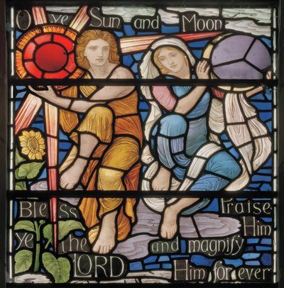 O Ye Sun & Moon, detail okna Benedicite, cca 1895 (vitráž) od Henry Holiday