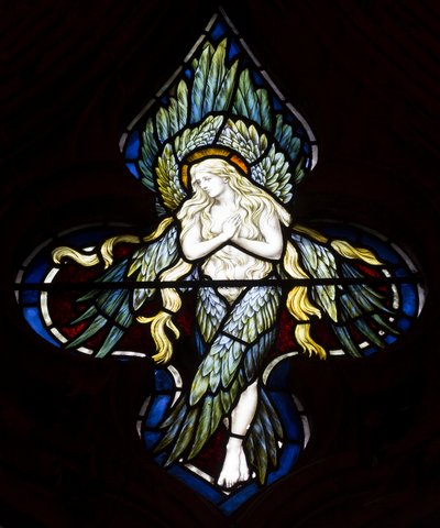 Tracery Angel, 1884 (barevné sklo) od Henry Holiday
