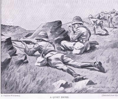 Tichý kouř, z After Pretoria: The Guerilla War vydané Harmsworth Bros Limited od Henry Inglis Jodrel Sheldon Williams