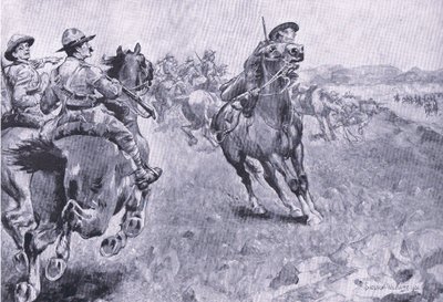 Závod o velení na Philips Town Road, z After Pretoria: The Guerilla War vydané Harmsworth Bros Limited, 1901 od Henry Inglis Jodrel Sheldon Williams