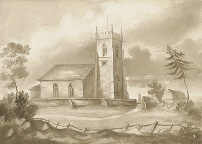 Codsall Church: kresba sépie, nd [1844] od Henry James Noyes