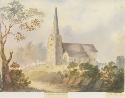 Lichfield - Kostel sv. Michaela: akvarel od Henry James Noyes