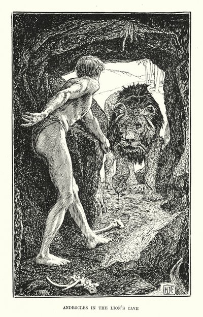 Androkles ve lví jeskyni (rytina) od Henry Justice Ford