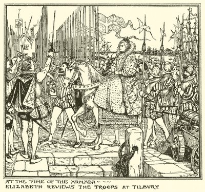 V době Armady. Elizabeth hodnotí jednotky v Tilbury od Henry Justice Ford