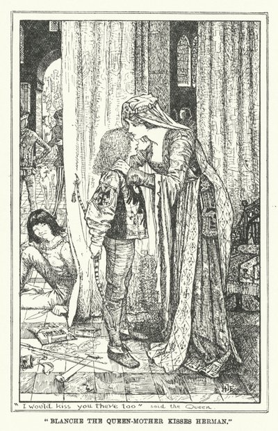 „Blanche královna-matka políbí Hermana“ (litho) od Henry Justice Ford
