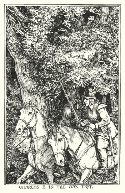 Karel II v dubu (litho) od Henry Justice Ford