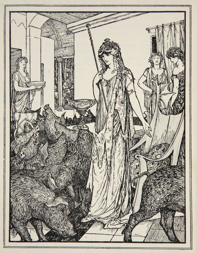 Circe posílá Swine (The Companions of Ulysses) do Styes, frontispis z 