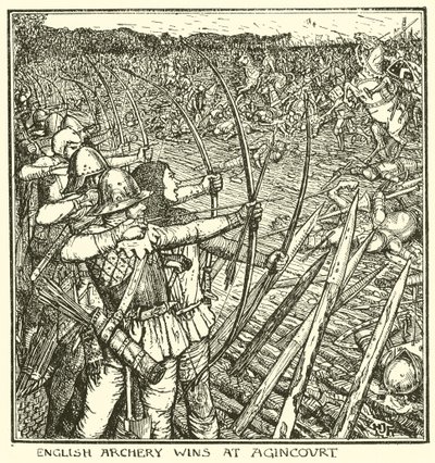 Anglická lukostřelba vítězí u Agincourtu od Henry Justice Ford