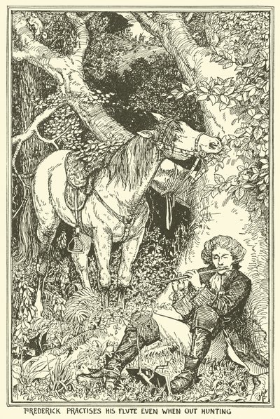 Frederick cvičí na flétnu i na lovu od Henry Justice Ford