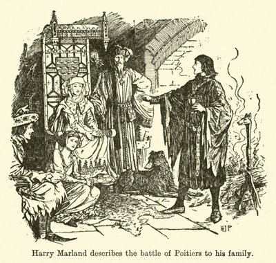 Harry Marland popisuje bitvu u Poitiers své rodině od Henry Justice Ford