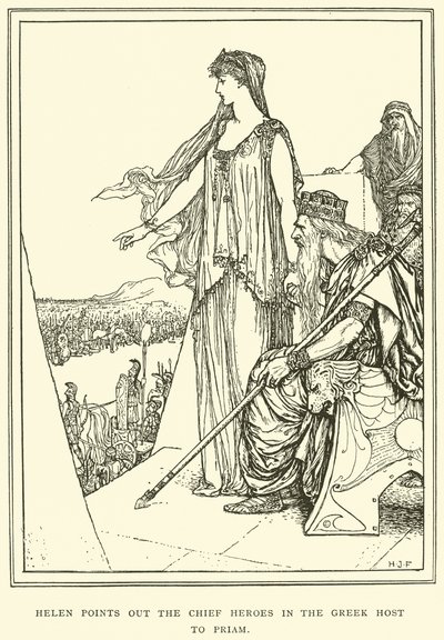 Helen ukazuje Priamovi na hlavní hrdiny v řeckém hostiteli od Henry Justice Ford