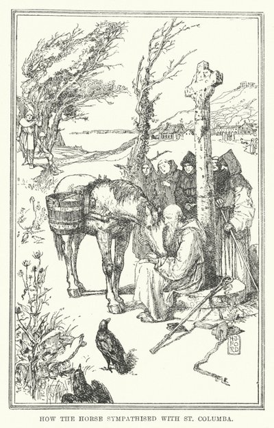 Jak kůň sympatizoval se svatým Columbou (litho) od Henry Justice Ford