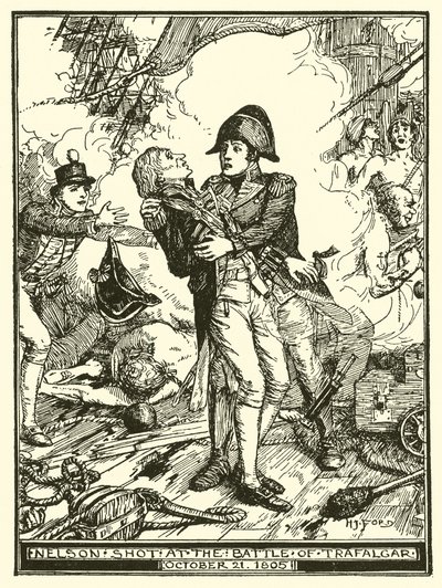 Nelson zastřelen v bitvě u Trafalgaru, 21. října 1805 od Henry Justice Ford