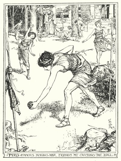 Pero je mezi svými přáteli slavná chytáním míče (litho) od Henry Justice Ford
