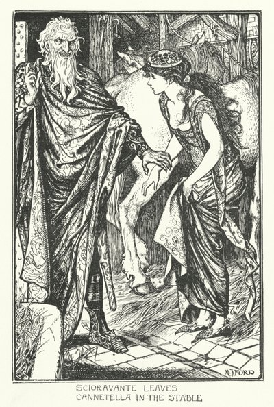 Scioravante Leaves Cannetella ve stáji (rytina) od Henry Justice Ford