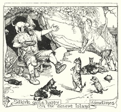 Selkirk někdy docela šťastný na pustém ostrově (litho) od Henry Justice Ford